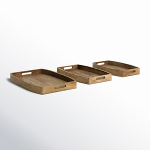Handmade Wooden <b>Tray</b> in Soft Gray Color with Modern Rectangular Shape and Textured Finish Perfect for Elegant <b>Serving</b> - Product Image 2