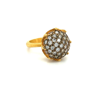 Bague de mariage vintage rétro 22k sculptée en or jaune avec boule de diamant Style Hip Hop pour femmes, principalement en alliage, à la mode - Product Image 1