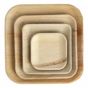 Assiettes carrées profondes écologiques en feuille de palmier Areca Vaisselle jetable biodégradable de 3.5 cm de profondeur - Product Image 2