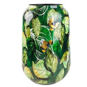 Maceta redonda de hierro hecha a mano, calcomanía con acabado esmaltado personalizado para decoración del suelo del jardín del hogar, hecha de Metal de aluminio - Product Image 2