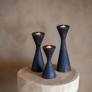 Black <b>Tealight</b> Holder Wood Tableware Decorative Home Wedding Candleholder on Sale - Product Image 1