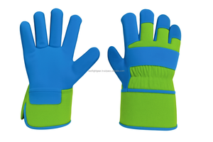 Guantes de Trabajo de Cuero Vacuno, Guantes de Doble Palma con Refuerzo de Algodón en la Parte Posterior y Diseño de Rayas - Product Image 3