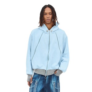 Sudadera con Capucha y Cremallera para Hombre, Diseño Nuevo, 100% Fibra de Bambú, Felpa Ecológica, Tinte Liso, Lavado Ácido, Estilo Urbano Vintage, Manga Larga - Product Image 1