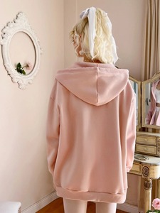 Sweat-shirt à capuche surdimensionné personnalisé pour femmes, fermeture éclair, manches longues, sweat-shirt d'hiver avec logo frontal, vente en gros OEM - Product Image 5