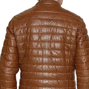 แจ็กเก็ตหนังปลาปักเป้าสำหรับผู้ชายสำหรับฤดูหนาวคอตั้งปักโลโก้ - Product Image 4