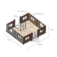 Maisonnette préfabriquée mobile extensible 13x20 pieds avec salle de bain et douche, garantie, alimentation intégrée et espace de préparation