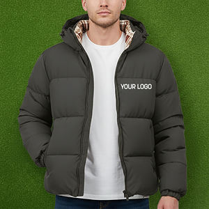 Veste bomber matelassée imperméable et coupe-vent pour homme, en polyester/coton, de haute qualité, décontractée, pour l'hiver, personnalisable, avec capuche, devant - Product Image 1