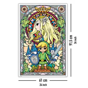 Affiche en vitrail sur le thème de la fenêtre d'église de la Légende de Zelda - Product Image 1