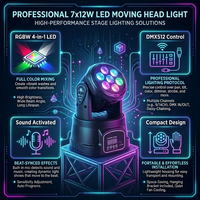 Luz Móvil LED RGBW 4 en 1 de 7x12W, Libre de Impuestos en Almacén de la UE, Envío Rápido, Iluminación Profesional para Escenarios, DJ, Discotecas y Clubs
