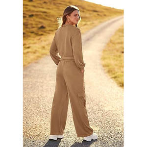 Recién llegado, traje de calentamiento profesional para mujer, tela de lona transpirable con logotipo personalizado y patrón sólido, precio competitivo - Product Image 2