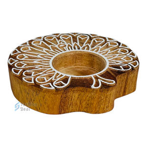 Portavelas de Bloque Impreso en 2 Colores con Forma de Pavo Real, Hecho a Mano y Ecológico (Sin Vela), Decoración para Festivales - Product Image 3