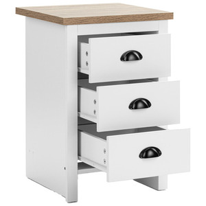 Mesita de noche de 3 cajones nórdica y moderna de lujo, mesitas de noche de madera maciza blanca, muebles de dormitorio clásicos, función plegable para uso doméstico - Product Image 5