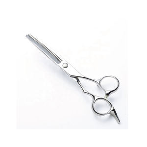 Logo personnalisé professionnel et débutant ciseaux à cheveux Double doigt repose-doigt ciseaux à effiler pour barbier rasoir Edge Salon en acier inoxydable - Product Image 6