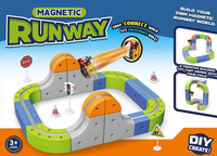 51PCS Set Rel Kereta Balap STEM Montessori, Mainan Rel Slot 3D Infinity, Blok Rel, Mainan Kereta Listrik