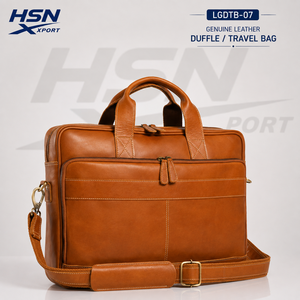 Sac à main pour ordinateur portable en cuir véritable HSN Vintage LGDTB-07, grande capacité, fermeture éclair, sac de voyage à bandoulière pour usage professionnel - Product Image 1