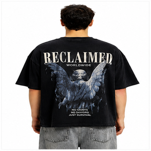 เสื้อยืดโอเวอร์ไซส์สีดำลายกราฟิกสำหรับผู้ชาย สไตล์สตรีทแวร์ วินเทจ พิมพ์ลายผ้าฝ้าย เสื้อยืดลำลอง ฮิปฮอป แฟชั่นแนวอเมริกัน เสื้อผ้าสั่งทำพิเศษ - Product Image 5