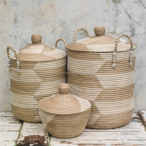 Cestas de almacenamiento de algas marinas de lujo de fábrica de Vietnam contenedores decorativos de lavandería en forma de círculo multifunción - Product Image 3