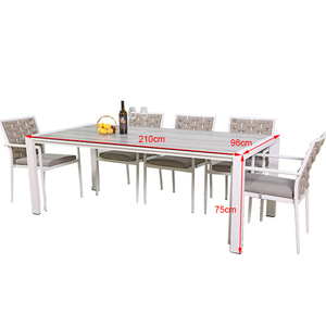 Prix d'usine Ensemble de meubles de salle à manger en plein air Cadre en aluminium Patio Rope Chairs Table à manger d'extérieur avec dessus en verre et chaises - Product Image 6