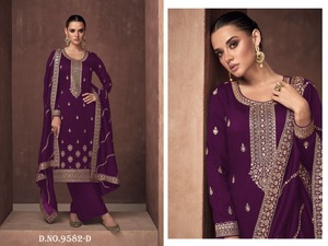 Venta al por mayor de seda de primera calidad pesada con el trabajo de secuencia de bordado y Em Bro Siquance trabajo Dupatta - Product Image 2