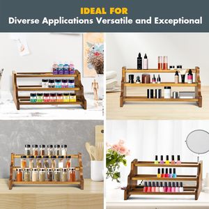 Organizador de especias multifuncional, estante de almacenamiento de especias de madera de acacia natural de 3 niveles para encimera de cocina y gabinete - Product Image 5