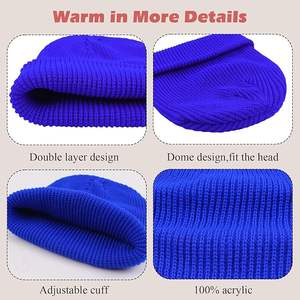 Bonnets d'hiver chauds personnalisés pour femmes Bonnets en acrylique à tricoter doux avec logo brodé - Product Image 4