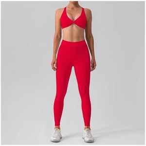 Vente en gros, ensemble fitness personnalisé avec impression réversible, soutien-gorge de sport respirant avec bretelles dans le dos, legging XL à la taille et avec cordon de serrage - Product Image 3