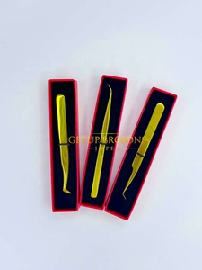 Pinzas para Pestañas GETUP BROSONS IMPEX de 45/90 Grados, Acero Inoxidable, Acabado Liso Dorado, Antimagnéticas, Antiestáticas, Perfectas - Product Image 2