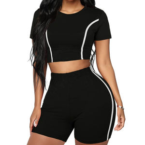 2024 personalizado sólido gimnasio 2 piezas Yoga conjuntos cortos 2 uds acanalado sin costuras Yoga conjunto Sexy ropa deportiva mujeres Yoga conjuntos cortos - Product Image 5