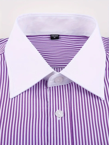 เสื้อเชิ้ตลำลองทรงสลิมฟิตสไตล์ฝรั่งเศสหรูหราสำหรับผู้ชายขนาดใหญ่พิเศษผ้าปอปปลิ้งค์สีล้วนย้อมสีฟรีกระดุมข้อมือฤดูใบไม้ผลิ - Product Image 2