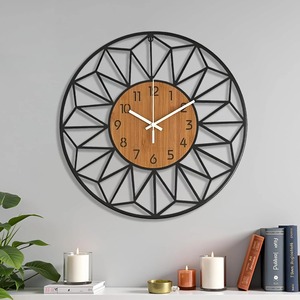 Luxury Wall <b>Clock</b> Made With Metal And Wood Unique Design Adds Stylish And Elegant Touch To Any Room Or Office - Product Image 1
