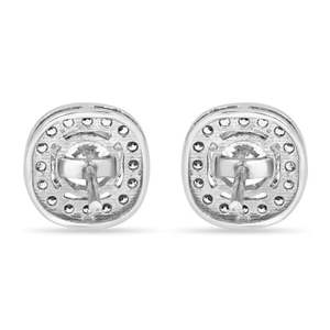 NOVAMART Fine Zarkan Royal <b>Silver</b> <b>Stud</b> <b>Earrings</b> Trendy Ethnic Flower Pattern Classic Copper with Zircon Pearl Diamond for Weddin - Product Image 5