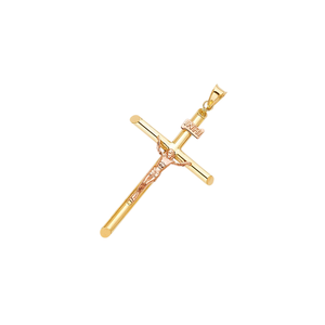 14K chapado en oro amarillo INRI Cristo pasión Cruz crucifijo colgante diseñador joyería de lujo de alta calidad - Product Image 2