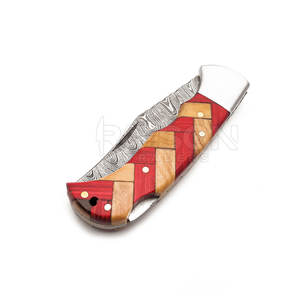 Cuchillo de bolsillo plegable multifunción de acero inoxidable con cuchillo plegable de acero de Damasco cuchillo con mango de hueso - Product Image 6