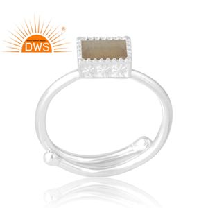 Anillo de plata de ley 925 hecho a mano con piedra lunar natural color chocolate, joyería personalizada para mujer, regalo para ella. - Product Image 1