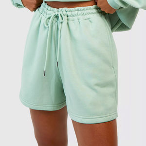 Recién llegado 2025 de moda 100% algodón polar 2 uds sudadera con cremallera recortada y conjunto corto de peso pesado conjunto corto de 2 piezas para mujer - Product Image 6