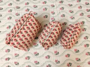 Set of 3 Cosmetic & Toiletry <b>Storage</b> Cotton Pouch / Cotton Quilted Travel Cases Pouches Perfect Valentine Day Gift - Product Image 3