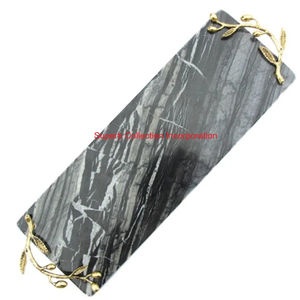 Plateau de service élégant en marbre blanc avec poignées de branche d'orchidée Plateau décoratif et de charcuterie de luxe pour la décoration intérieure au meilleur prix - Product Image 4