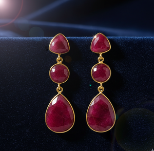 2025 Top Selling Indian Style Dyed Ruby Gemstone Earrings Gold Plated 925 Sterling Silver - Product Image 6