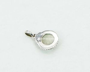 925 argent sterling massif mois d'août pierre de naissance Prehnite avec lunette réglage forme ronde pendentif à breloque - Product Image 3