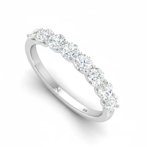 Bague demi-éternité classique en or avec sept pierres serties en U pour les mariées, les anniversaires, les événements importants, la mode élégante au quotidien - Product Image 1