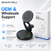 Support de chargeur sans fil magnétique pliable 15W à double bobine pour téléphone portable et écouteurs, avec charge rapide