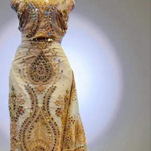 Tissu de dentelle africaine écologique léger grande taille brodé en tulle nigérian maille française de haute qualité pour femmes - Product Image 1