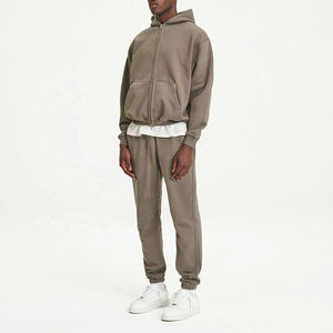 High Quality 2-Piece Sweatpants Hoodies Set Manufacturer's New Custom Logo Printing Solid Color Pullover Blank Sweatsuit Winter - Product Image 2