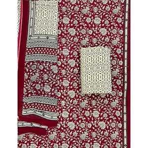 Vestido indio sin coser con estampado a mano y salwar kameez pakistaní con dupatta de mulmul, estilo sari. - Product Image 1