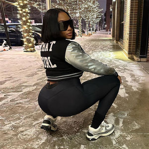 แจ็คเก็ตเบสบอลผ้าถักแบบมีกระดุมด้านหน้าสำหรับผู้ชายเสื้อแจ็คเก็ตโพลีเอสเตอร์สำหรับฤดูใบไม้ร่วง - Product Image 4