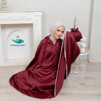 Mukena Pliable Premium pour Femmes, Ensemble de Vêtements de Prière Islamiques à Motif Uni avec Pochette