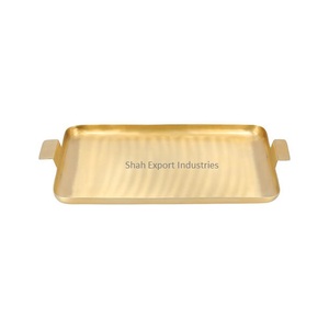 Nickle Plated Metal Food Serving <b>Tray</b> With Handle Round Shape for Home and <b>Snacks</b> Tabletop Food & Drinks Serving <b>Trays</b> - Product Image 6