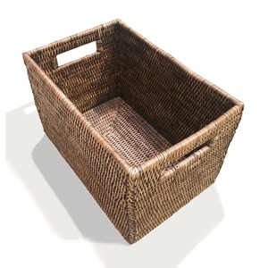 Cesta rectangular de ratán para estantería, cesta de almacenamiento hecha a mano, venta al por mayor, ecológica, hecha en Vietnam - Product Image 1
