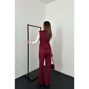 Ensemble veste et pantalon en daim bordeaux - Bordeaux - Product Image 5