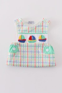 Mameluco Jonjon de alta calidad, superventas, velero verde para bebé, diseño de nudo francés, traje de algodón de una pieza para bebés - Product Image 6